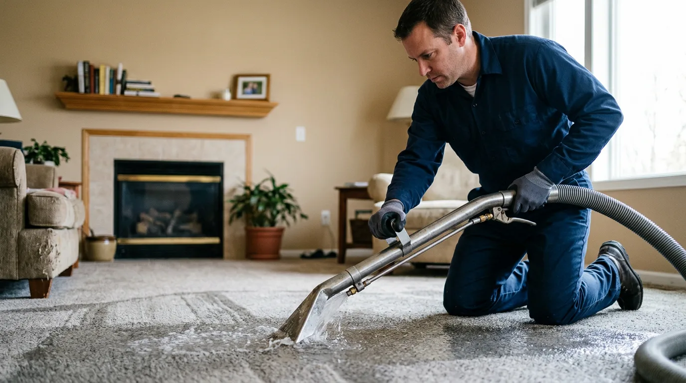 Water damage restoration technician working near Sperry, IA
